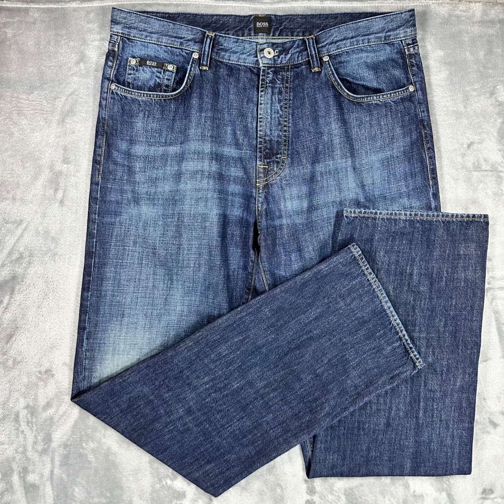 Hugo Boss Jacksons Mens Dark Wash Straight Leg Jeans 38x36 Blue 50132177 420